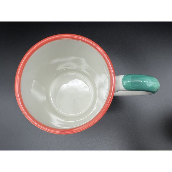 Pier 1 Hand Painted Christmas Tree 12oz Coffee Cup Mug Set of 2 Made in Italy - Picture 6 of 13